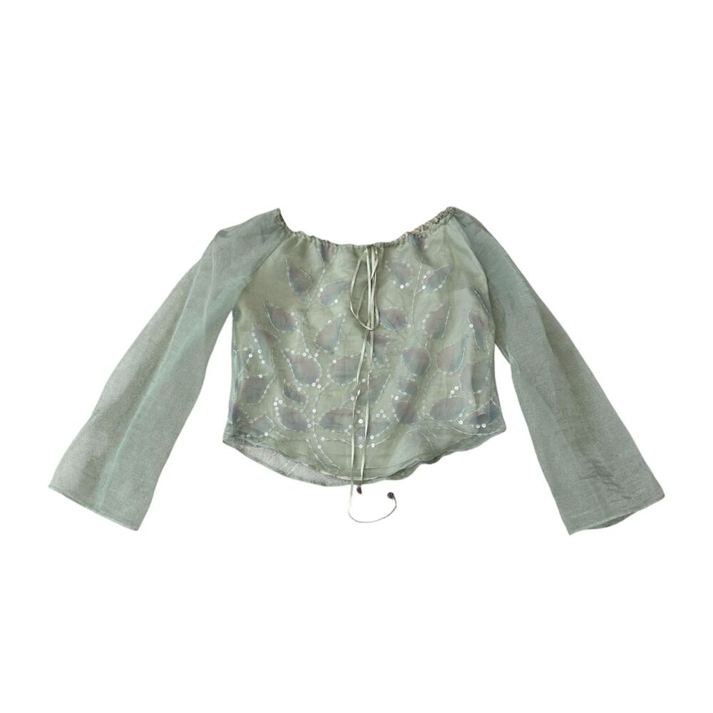 Vintage Bergdorf Goodman Floral Sequin Blouse Size 12 - M/L